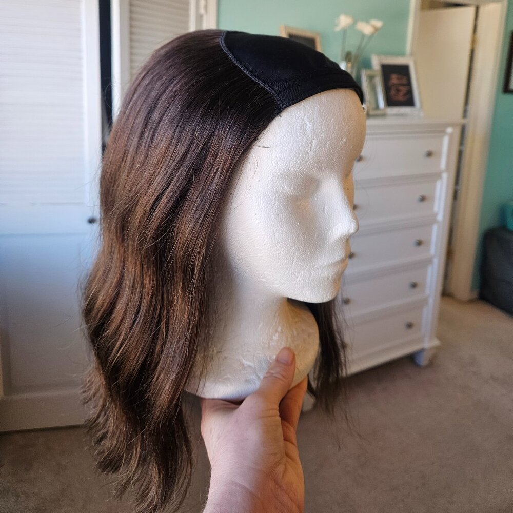 Human hair hatfall wig